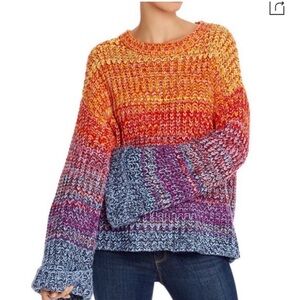 AQUA Rainbow Space Dye Knit Sweater with Bell Sleeves